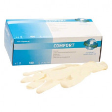Comfort (L), Kesztyűk (Latex), nem steril, Egyszerhasználatos termék, Latex, L (nagy), 100 darab