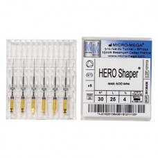Hero Shaper ( Classics ) (25 mm) (4 %) (ISO 30), Gyökércsatorna reszelő (gépi), Könyökdarab (CA, Ø 2,35 mm, ISO 204) ISO 30 forgó, ISO színkódolt, Nikkel-titán, 25 mm, 6 darab