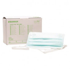 BARRIER® OP-Maske Special - Packung 70 Stück grün, Bindebänder extra lang, mit Nasenbügel, antifog, Cellulose