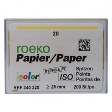 Color (ISO 20), Papírcsúcs, ISO 20 sterilen csomagolva, világossárga, Papír, 200 darab
