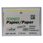 Color (ISO 50), Papírcsúcs, ISO 50 sterilen csomagolva, világossárga, Papír, 120 darab