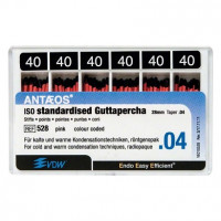 Guttapercha-csúcs (#528) (28 mm) (4 %) (ISO 40), ISO 40 rózsaszín, röntgenopák, Guttapercha, 28 mm, 60 darab