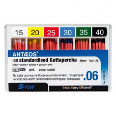 Guttapercha-csúcs (#529) (28 mm) (6 %) (ISO 15-40), ISO 15-40 rózsaszín, röntgenopák, Guttapercha, 28 mm, 60 darab