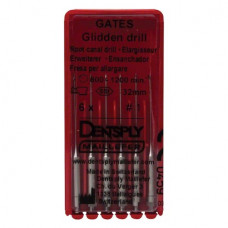 Gates Glidden Drill (1), Gyökércsatorna tágító (Gates), Könyökdarab (CA, Ø 2,35 mm, ISO 204) ISO 50 forgó, ISO színkódolt, Nemesacél, 19 - 32 mm, 6 darab