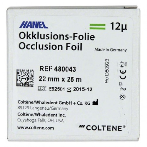 HANEL Occlusions-Folie, doppelseitig 12 µm Rolle 25 m grün, 22 mm breit