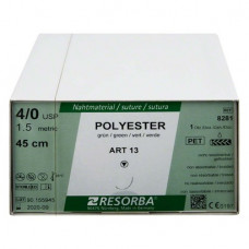 RESORBA® Polyester Packung 12 Nadeln, grün, 45 cm, ART 13, USP 4/0