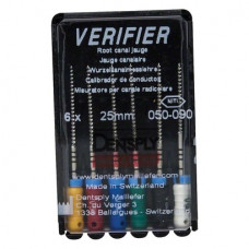 Verifier (Test eszköz) (25 mm) (4 %) (ISO 50-90), Fogantyú - műanyag ISO 50-90 autoklávozható, ISO színkódolt, Nikkel-titán, 25 mm, 6 darab