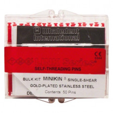 TMS LINK (Minikin), Parapulpális csap, piros, aranyozott, Nemesacél, 0,425 mm, 50 darab