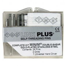 TMS LINK (Plus 2 in 1) (Minim), Parapulpális csap, szürke, aranyozott, Nemesacél, 0,525 mm, 24 darab