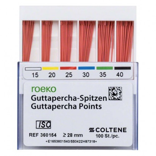 Guttapercha Spitzen Sortiment 100 darab, ISO 015-040