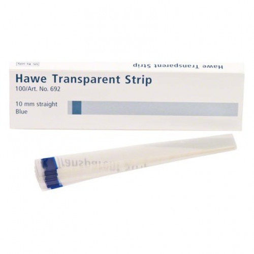 Hawe Transparent Strips, Matrica, Csíkok, sötétkék, színkódolt, Poliészter, 50 µm (0,05 mm), 100 darab