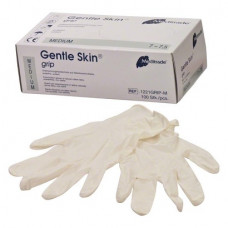 Gentle Skin (Grip) (M), Kesztyűk (Latex), nem steril, Egyszerhasználatos termék, Latex, M (közepes), 100 darab