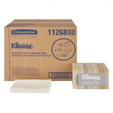 Kleenex Ultra Soft (Pop-up Box), (267 x 228 mm), Kéztörlo, Kendõk, Egyszerhasználatos termék, fehér, Cellulóz-Latex, 18x70 darab