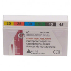 Guttapercha-csúcs (4 %) (ISO 20-45), ISO 20-45 rózsaszín, Guttapercha, 4%, 60 darab
