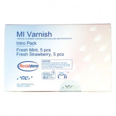 GC MI Varnish -  Intro Packung 10 x 0,50 ml (Erdbeere, Minze), 20 Einmalpinsel