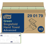 TORK® Zickzack Handtücher (V-Falz) H3 System - Karton 15 x 250 db 2-lagig, zöld, 24,8 x 23 cm - 290179