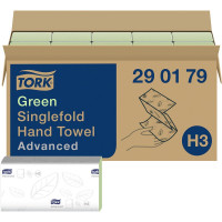 TORK® Zickzack Handtücher (V-Falz) H3 System - Karton 15 x 250 db 2-lagig, zöld, 24,8 x 23 cm - 290179