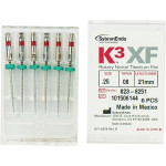 K3XF NiTi-Feilen, reszelő, kézi, 21 mm, Taper.08 ISO 025, 6 darab