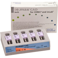 IPS e.max CAD Monolithic Solution for CEREC/inLab Packung 5 darab, A-D Gr. C16, B2 LT
