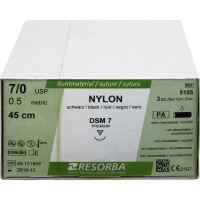 Nylon Monofil - 36 darabos csomag, , fekete, 45 cm, DSM 7, USP 7/0 - 5155