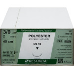 Resorba Polyester nem felszívódó varrófonal, 36 db-os csomag, zöld, 45 cm, DS18, 3/8 kör, külső vágó, 18 mm, USP 3/0 (81413)