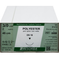 RESORBA® Polyester - 36 darabos csomag, , zöld, 45 cm, DS 18, USP 3/0 - 81413