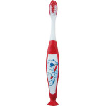 Kinderzahnbürste mit Saugfuss Packung 12 darab, Bär, piros
