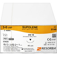 RESORBA® Supolene - 36 darabos csomag, , zöld, 45 cm, DS18, USP 3/0 - 9146