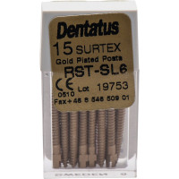 Classic Surtex vergoldete Wurzelstifte - Packung 15 Stück 17 mm, Ø 1,8 mm, Größe 6 - RST-SL6