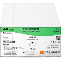 RESORBA® Polyester - 36 darabos csomag, , zöld, 75 cm, HRT 18, USP 4/0 - 8062