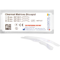Clearmat Matrizen - 50 darabos csomag, Höhe 4,5 / 7,5 mm, Stärke 0,075 mm, Prämolar, MO/OD - 5913 Clearmat Matrizen - 50 darabos csomag, Höhe 4,5 / 7,5 mm, Stärke 0,075 mm, Prämolar, MO/OD - 5913