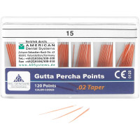 FKG Gutta Percha Packung 120 darab, Taper.02 ISO 015 FKG Gutta Percha Packung 120 darab, Taper.02 ISO 015
