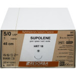 Resorba Supolene nem felszívódó varrófonal, 36 db-os csomag, zöld, 45 cm, HRT18, 1/2 kör, schneidender kerek tűtest, 18 mm, USP 5/0 (90630)