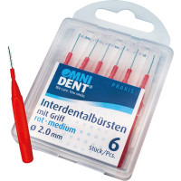 Omni (0,55 mm ¦ 2,0 mm), Fogköztisztító kefe, piros, hengeres, 6 darab