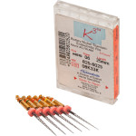 K3 (25 mm) (6 %) (ISO 15-40), Gyökércsatorna reszelő (gépi), Könyökdarab (CA, Ø 2,35 mm, ISO 204) ISO 15-40 forgó, ISO színkódolt, Nikkel-titán, 25 mm, 6x1 darab