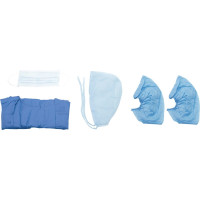 OP-Set Behandler Basis steril - Set 1 OP-Kittel, 1 Haube, 1 Mundschutz, 1 Paar Kunststoff-Überschuhe - 270126