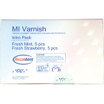 GC MI Varnish -  Intro Packung 10 x 0,50 ml (Erdbeere, Minze), 20 Einmalpinsel