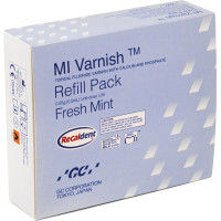 GC MI Varnish - Packung 35 x 0,4 ml Minze, 50 Einmalpinsel