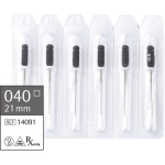 Omni (21 mm) (ISO 40), K-reszelő (kézzel), Fogantyú - műanyag ISO 40 sterilizálható 200°C-ig, ISO színkódolt, Nemesacél, 21 mm, 6 darab