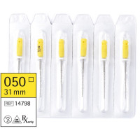 Omni (31 mm) (ISO 50), K-reszelő (kézzel), Fogantyú - műanyag ISO 50 sterilizálható 200°C-ig, ISO színkódolt, Nemesacél, 31 mm, 6 darab