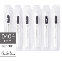 Omni (31 mm) (ISO 40), K-Fúró, Fogantyú - műanyag ISO 40 sterilizálható 200°C-ig, ISO színkódolt, Nemesacél, 31 mm, 6 darab