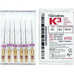 K3 NiTi-Feilen gyökércsatorna tágító, ISO 025, Taper.02, 25 mm, 6 darab