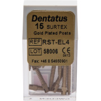 Classic Surtex vergoldete Wurzelstifte - Packung 15 Stück 14,2 mm, Ø 1,5 mm, Größe 4 - RST-EL4