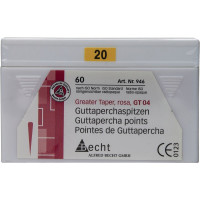 Guttapercha-csúcs (4 %) (ISO 20), ISO 20 rózsaszín, Guttapercha, 4%, 60 darab Guttapercha-csúcs (4 %) (ISO 20), ISO 20 rózsaszín, Guttapercha, 4%, 60 darab