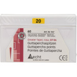 Guttapercha-csúcs (6 %) (ISO 20), ISO 20 rózsaszín, Guttapercha, 6%, 60 darab Guttapercha-csúcs (6 %) (ISO 20), ISO 20 rózsaszín, Guttapercha, 6%, 60 darab