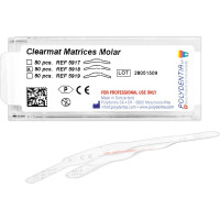 Clearmat Matrizen - 50 darabos csomag, Höhe 7 / 9 mm, Stärke 0,075 mm, Molar, tiefe MOD - 5918 Clearmat Matrizen - 50 darabos csomag, Höhe 7 / 9 mm, Stärke 0,075 mm, Molar, tiefe MOD - 5918