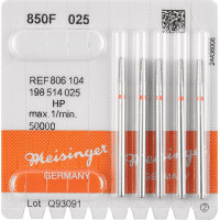 Gyémántcsiszoló (850) (ISO 25) Fine, Kézidarab (HP, Ø 2,35 mm, ISO 104) ISO 25 Kónusz, ISO-Forma 198, Gyémánt - Nemes acél, 5 darab