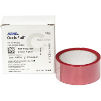 HANEL OccluFoil+, einseitig 12µ - Rolle 25 m piros, 22 mm breit, PET - 60022259 HANEL OccluFoil+, einseitig 12µ - Rolle 25 m piros, 22 mm breit, PET - 60022259