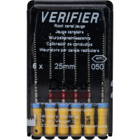 Verifier (Test eszköz) (25 mm) (4 %) (ISO 50), Fogantyú - műanyag ISO 50 autoklávozható, ISO színkódolt, Nikkel-titán, 25 mm, 6 darab