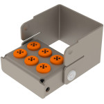 PLUG IN - Stück für 6 Instrumente (2 Reihen a 3 Löcher) orange, 3,5 x 2,5 x 3 cm   min. rendelés 12 db